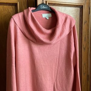 Soft Coral Sweater with Cowl Neck